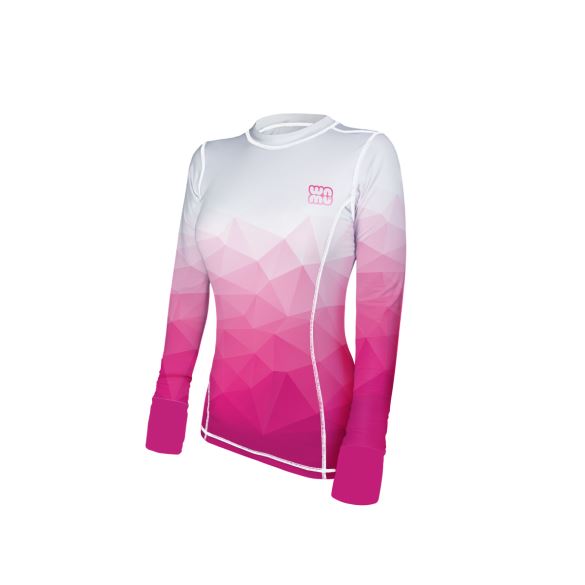 Ladies Functional Long Sleeve T-shirt, MOSAIC, pink/white